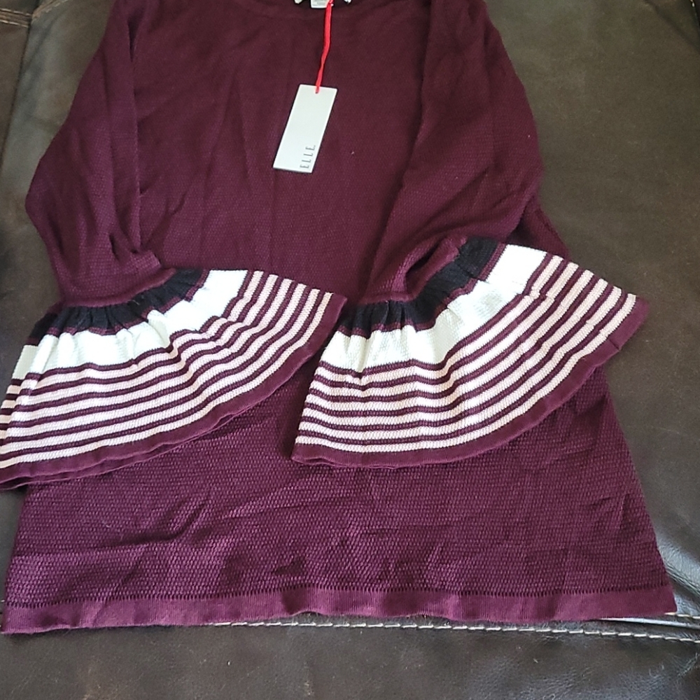 Elle Striped Bell Sleeve sweater